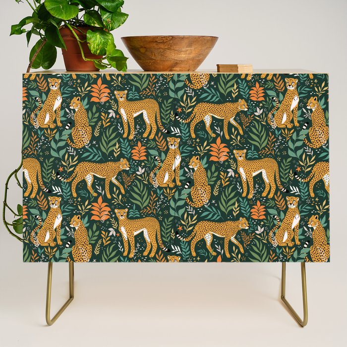 Spring Cheetah Pattern II - Lush Green Credenza Gallery Image 1