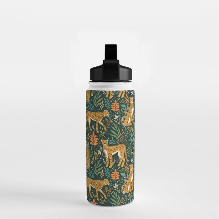 Spring Cheetah Pattern II - Lush Green Water Bottle Gallery Image 2