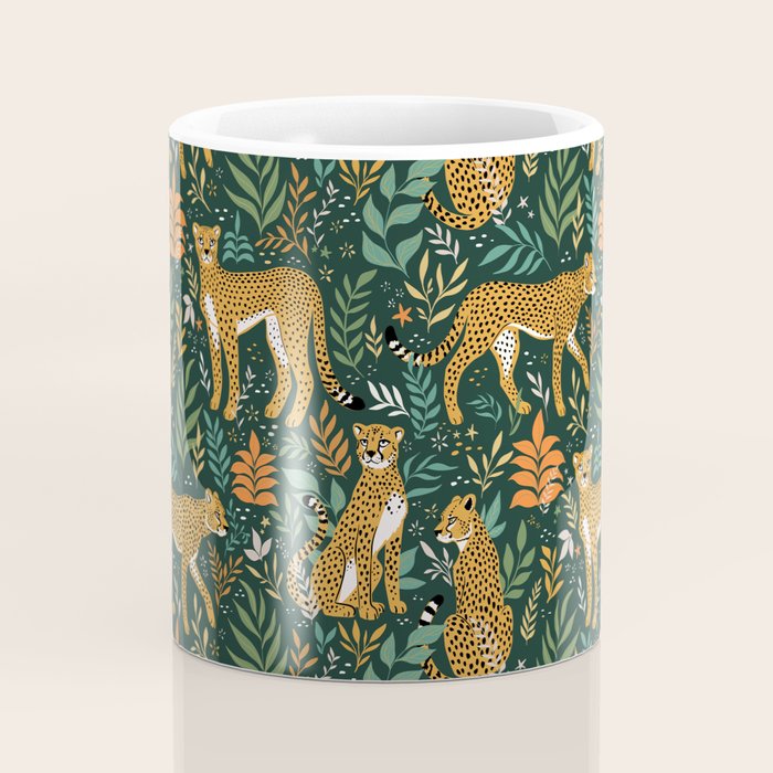 Spring Cheetah Pattern II - Lush Green Coffee Mug Gallery Image 4