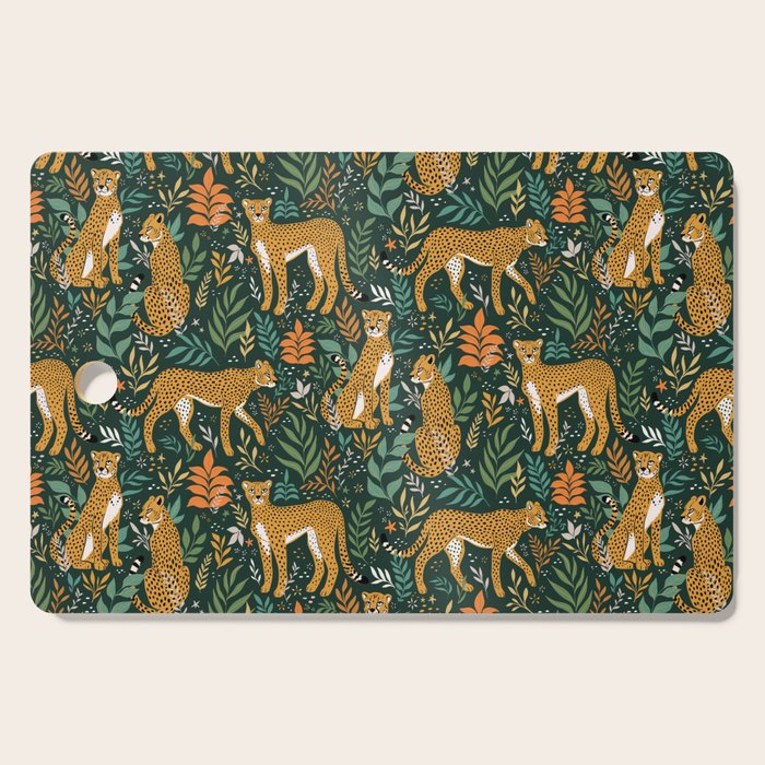 Spring Cheetah Pattern II - Lush Green Cutting Board Gallery Image 1