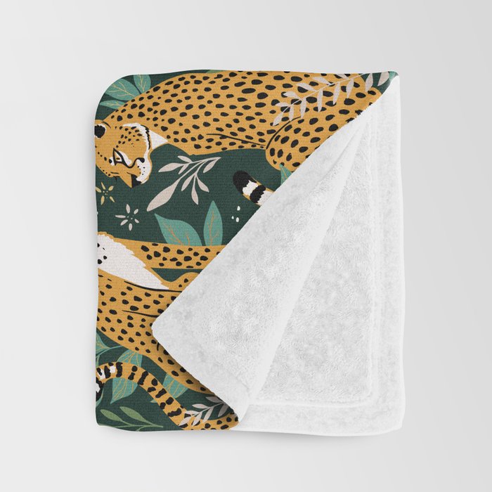 Spring Cheetah Pattern II - Lush Green Throw Blanket Gallery Image 3