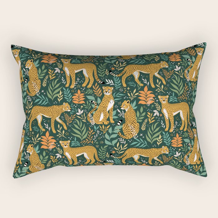 Spring Cheetah Pattern II - Lush Green Rectangular Pillow Gallery Image 1