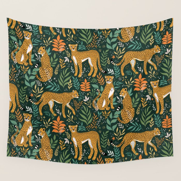 Spring Cheetah Pattern II - Lush Green Wall Tapestry Gallery Image 4
