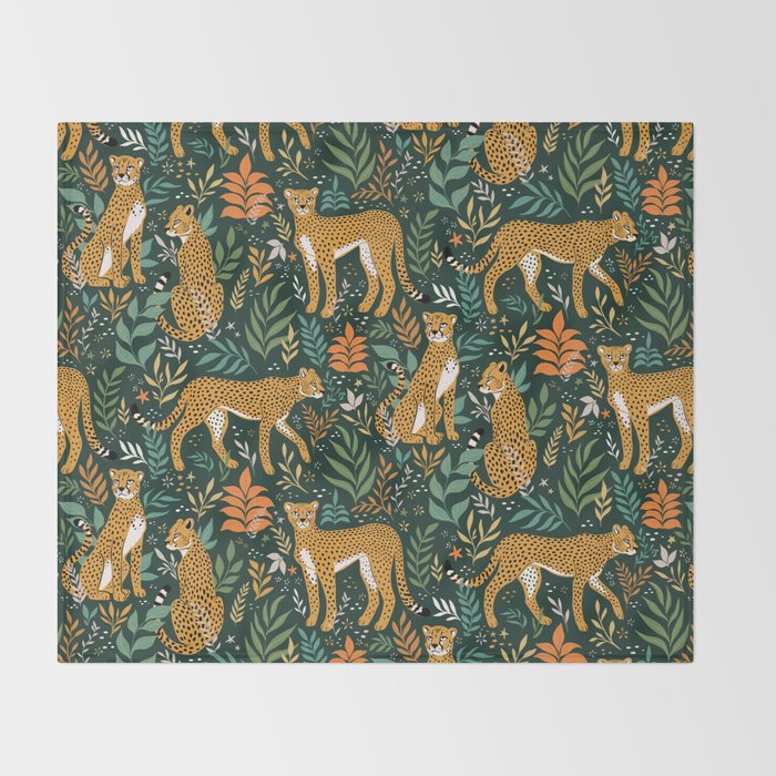 Spring Cheetah Pattern II - Lush Green Throw Blanket Gallery Image 2