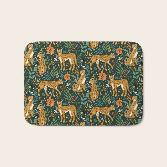 Spring Cheetah Pattern II - Lush Green Bath Mat Gallery Image 1