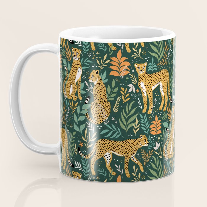 Spring Cheetah Pattern II - Lush Green Coffee Mug Gallery Image 3