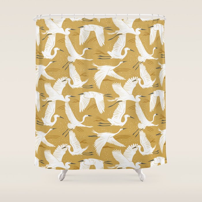 Soaring Wings - Goldenrod Yellow Shower Curtain Gallery Image 1