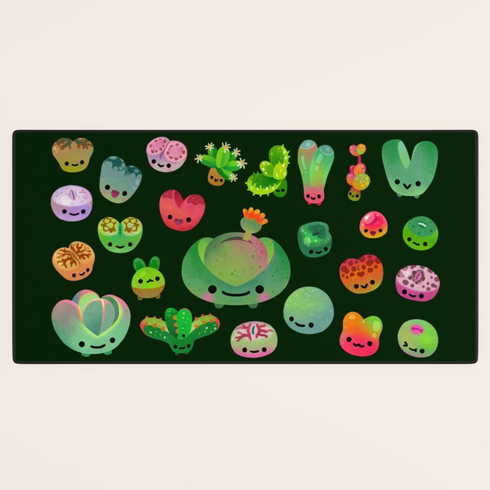 Baby succulent 3 - Mesembs (dark) Desk Mat Gallery Image 3