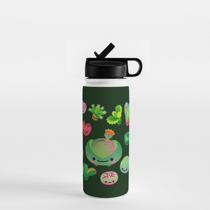 Baby succulent 3 - Mesembs (dark) Water Bottle Gallery Image 1
