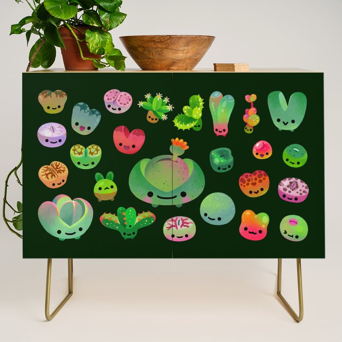 Baby succulent 3 - Mesembs (dark) Credenza Gallery Image 1