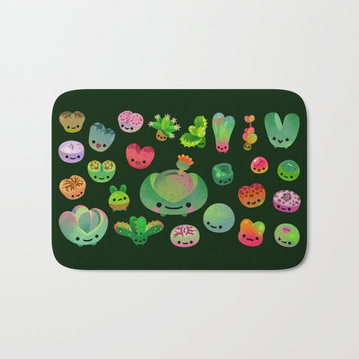 Baby succulent 3 - Mesembs (dark) Bath Mat Gallery Image 1