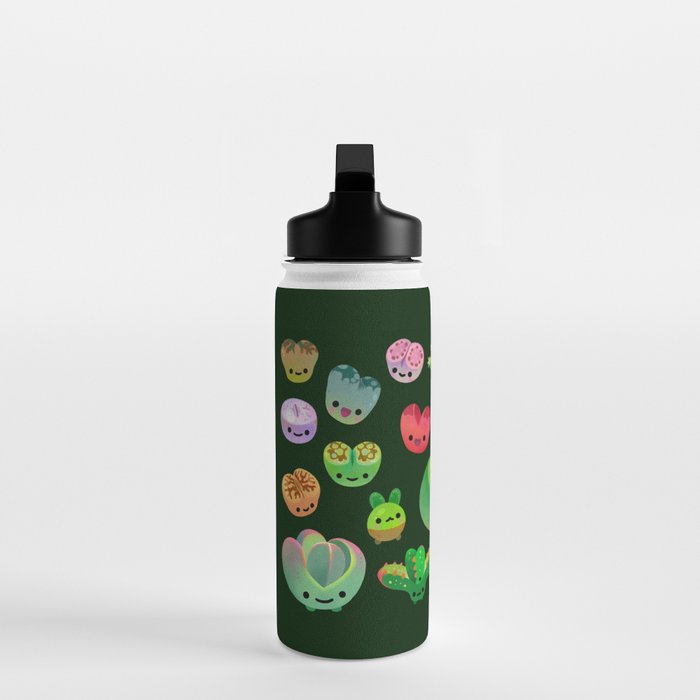 Baby succulent 3 - Mesembs (dark) Water Bottle Gallery Image 3