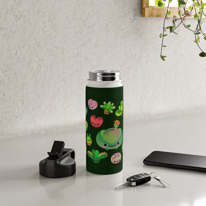 Baby succulent 3 - Mesembs (dark) Water Bottle Gallery Image 4