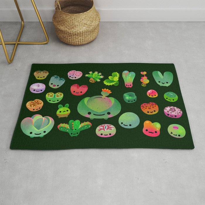 Baby succulent 3 - Mesembs (dark) Rug Gallery Image 1