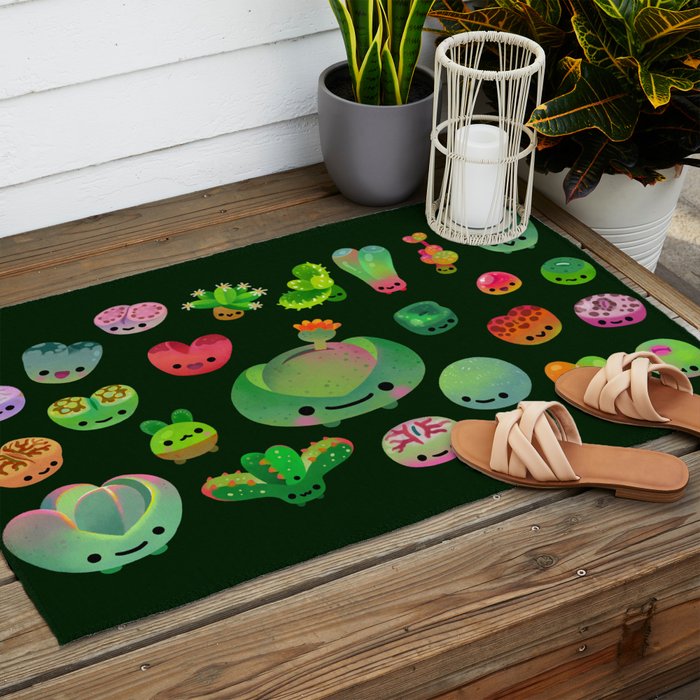 Baby succulent 3 - Mesembs (dark) Outdoor Rug Gallery Image 2