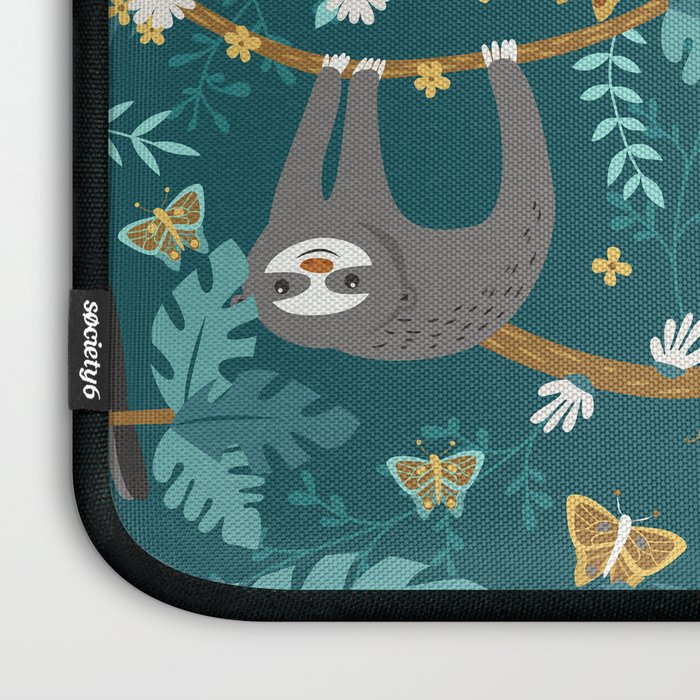Sloth Hanging in a Teal Forest Laptop Sleeve Gallery Image 3