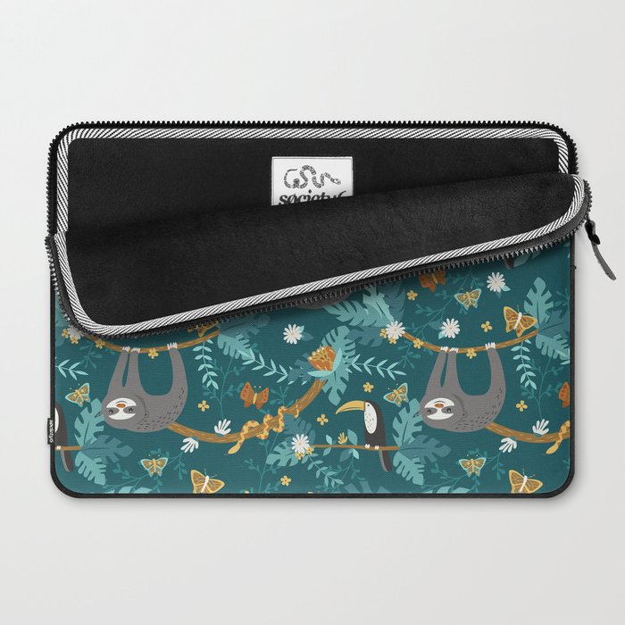 Sloth Hanging in a Teal Forest Laptop Sleeve Gallery Image 2