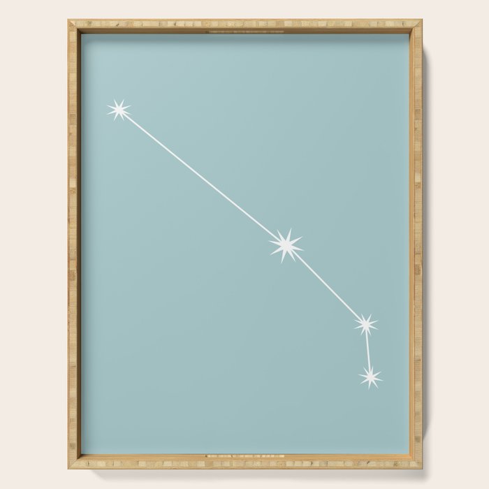 Aries Zodiac Star Constellation Line Art Pastel Teal Serving Tray Gallery Image 1