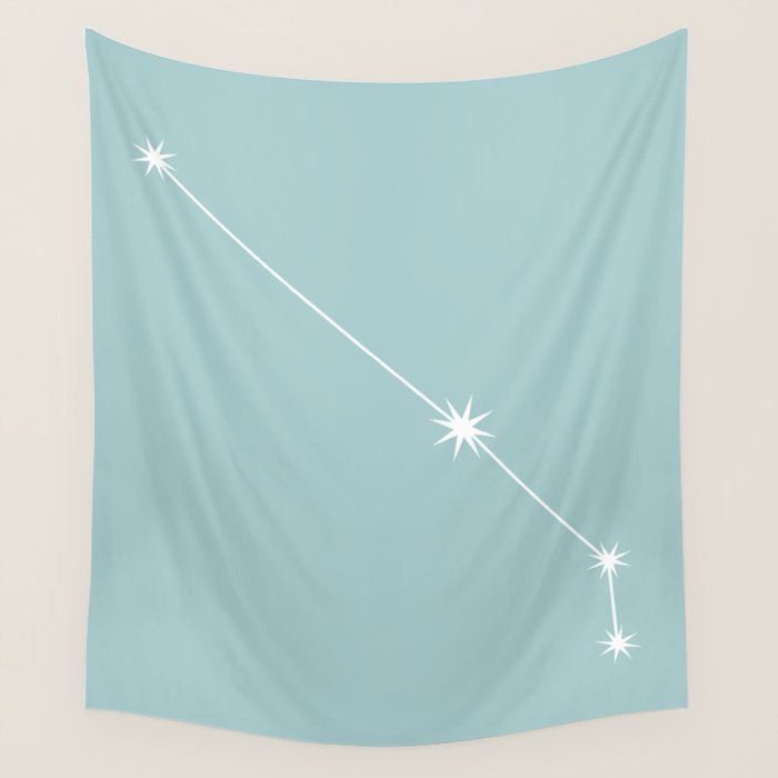 Aries Zodiac Star Constellation Line Art Pastel Teal Wall Tapestry Gallery Image 4