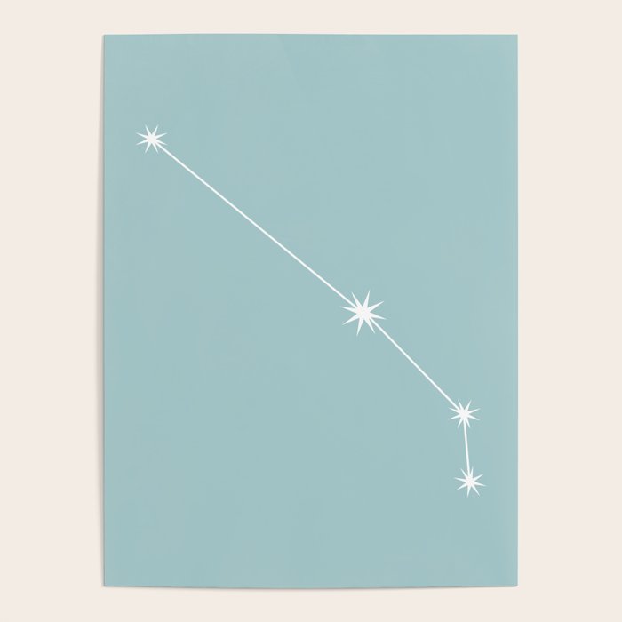 Aries Zodiac Star Constellation Line Art Pastel Teal Poster Gallery Image 4
