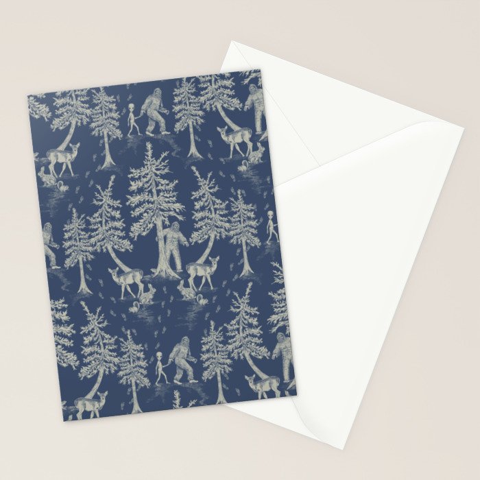Navy Blue Bigfoot & Friends Stationery Card Gallery Image 2