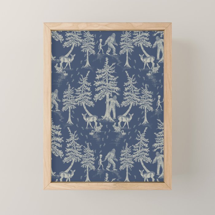 Navy Blue Bigfoot & Friends Mini Art Print Gallery Image 1