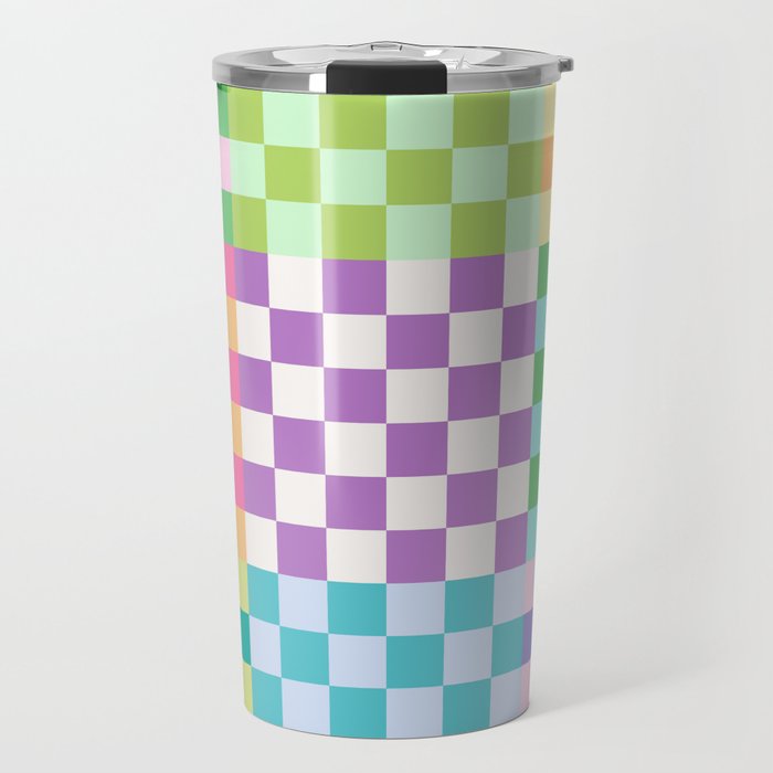 Rainbow Checks Travel Mug Gallery Image 1