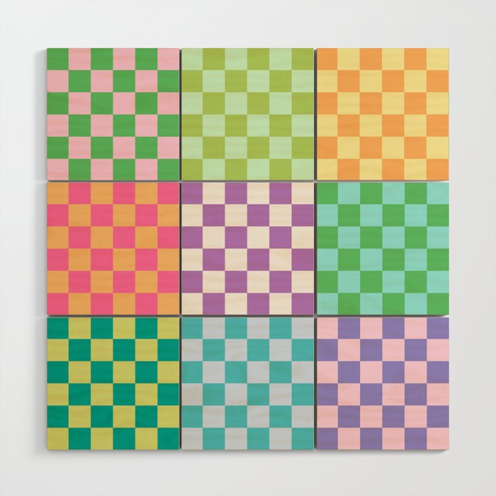 Rainbow Checks Wood Wall Art Gallery Image 1