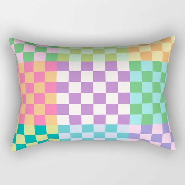 Rainbow Checks Rectangular Pillow Gallery Image 2