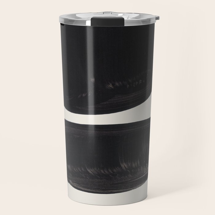 Mid Century Modern Minimalist Abstract Art Brush Strokes Black & White Ink Art Tribal Pebbles Travel Mug Gallery Image 1