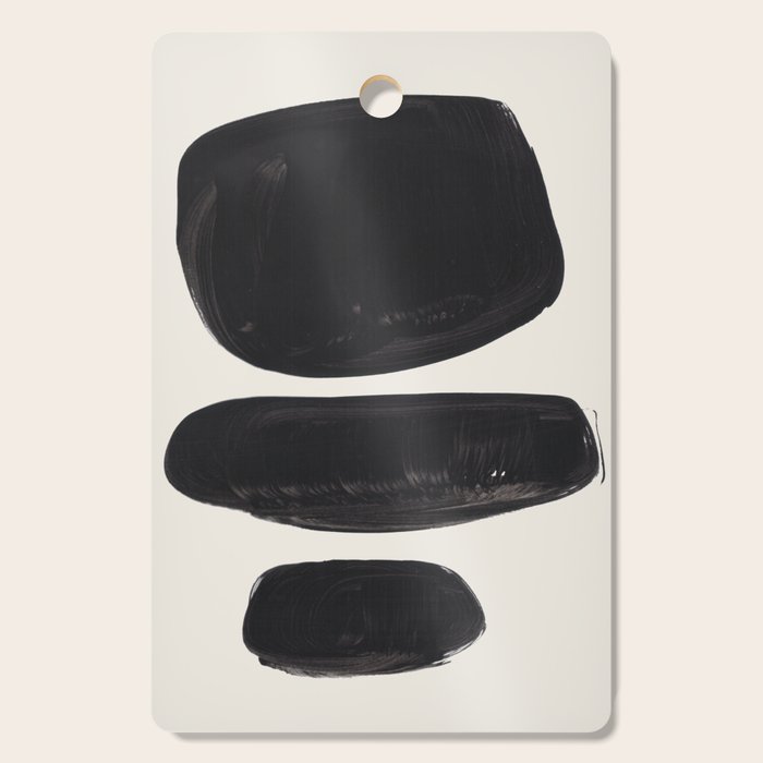 Mid Century Modern Minimalist Abstract Art Brush Strokes Black & White Ink Art Tribal Pebbles Cutting Board Gallery Image 1