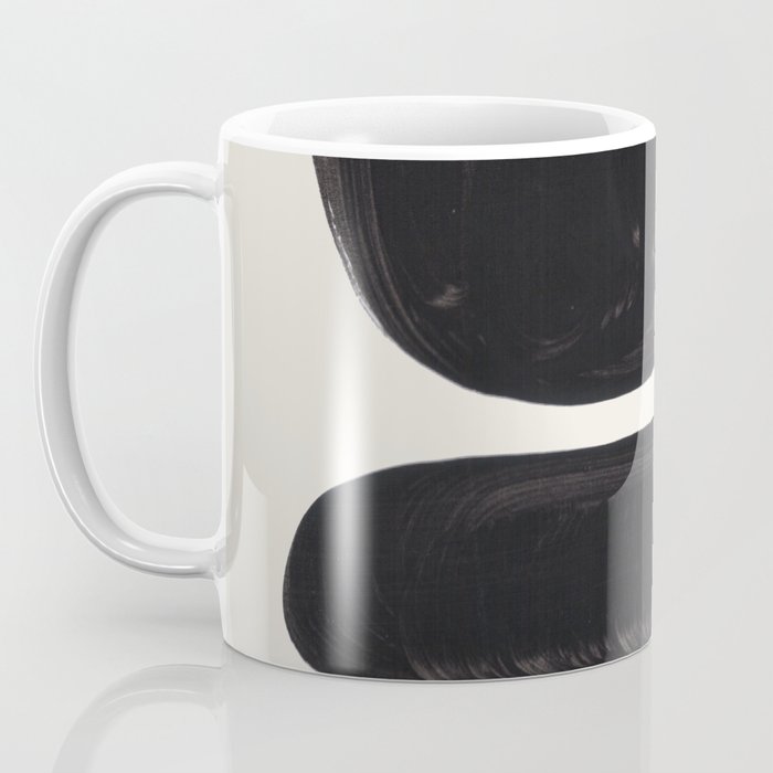 Mid Century Modern Minimalist Abstract Art Brush Strokes Black & White Ink Art Tribal Pebbles Coffee Mug Gallery Image 3