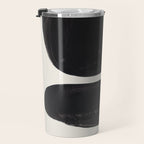 Mid Century Modern Minimalist Abstract Art Brush Strokes Black & White Ink Art Tribal Pebbles Travel Mug Gallery Image 3