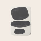 Mid Century Modern Minimalist Abstract Art Brush Strokes Black & White Ink Art Tribal Pebbles Bath Mat Gallery Image 1