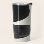 Mid Century Modern Minimalist Abstract Art Brush Strokes Black & White Ink Art Tribal Pebbles Travel Mug Gallery Image 2