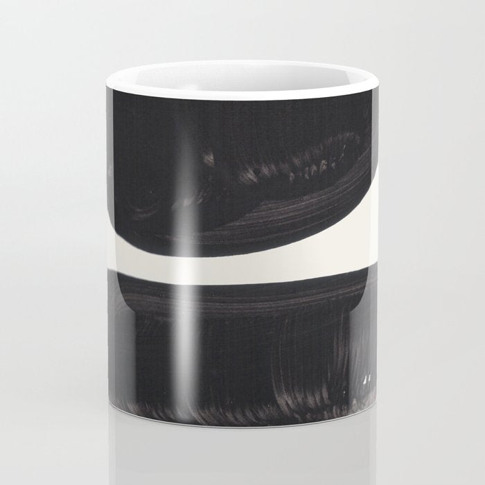 Mid Century Modern Minimalist Abstract Art Brush Strokes Black & White Ink Art Tribal Pebbles Coffee Mug Gallery Image 4