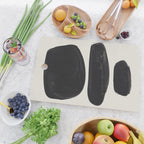 Mid Century Modern Minimalist Abstract Art Brush Strokes Black & White Ink Art Tribal Pebbles Cutting Board Gallery Image 2