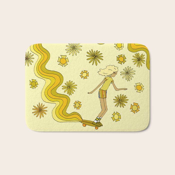 groovy skate hang 10 // tony alva style // surfy birdy art Bath Mat Gallery Image 1
