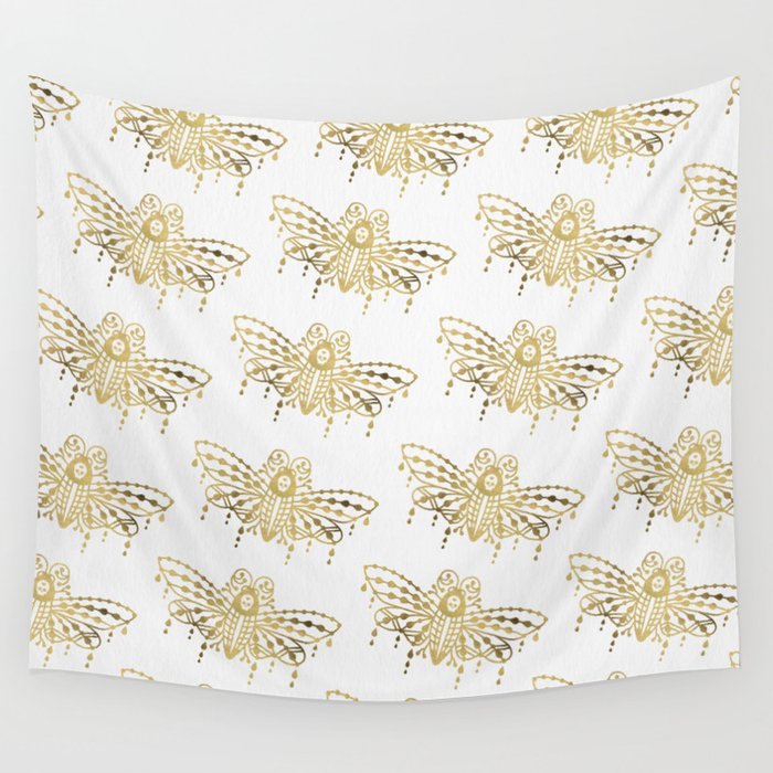 Death's Head Hawkmoth - Gold Palette Wall Tapestry Gallery Image 1