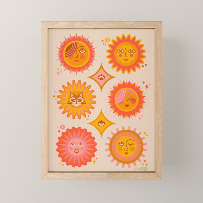 Sunshine Faces - Retro Mini Art Print Gallery Image 1