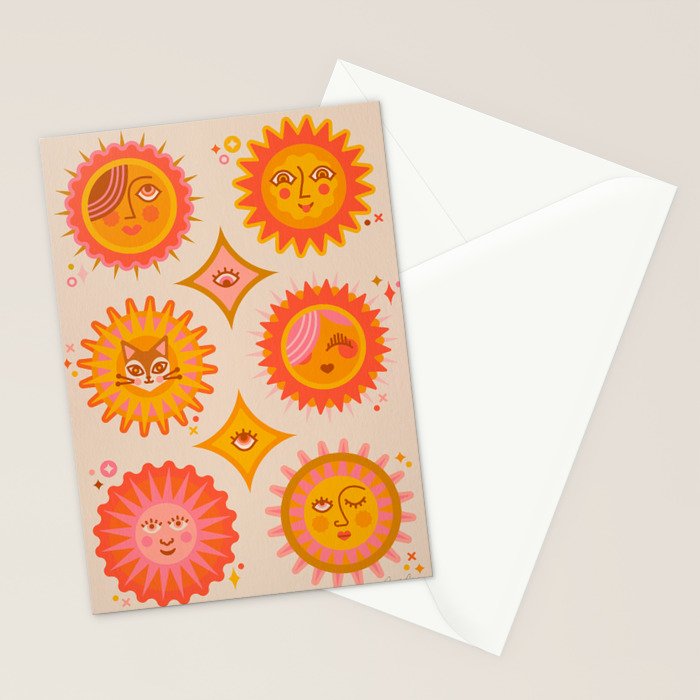 Sunshine Faces - Retro Stationery Card Gallery Image 2