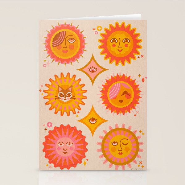 Sunshine Faces - Retro Stationery Card Gallery Image 2