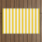 Large Taxi Yellow and White Cabana Stripe Outdoor Rug Gallery Image 1
