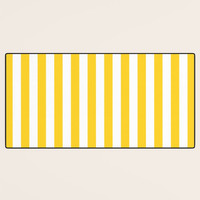 Large Taxi Yellow and White Cabana Stripe Desk Mat Gallery Image 3
