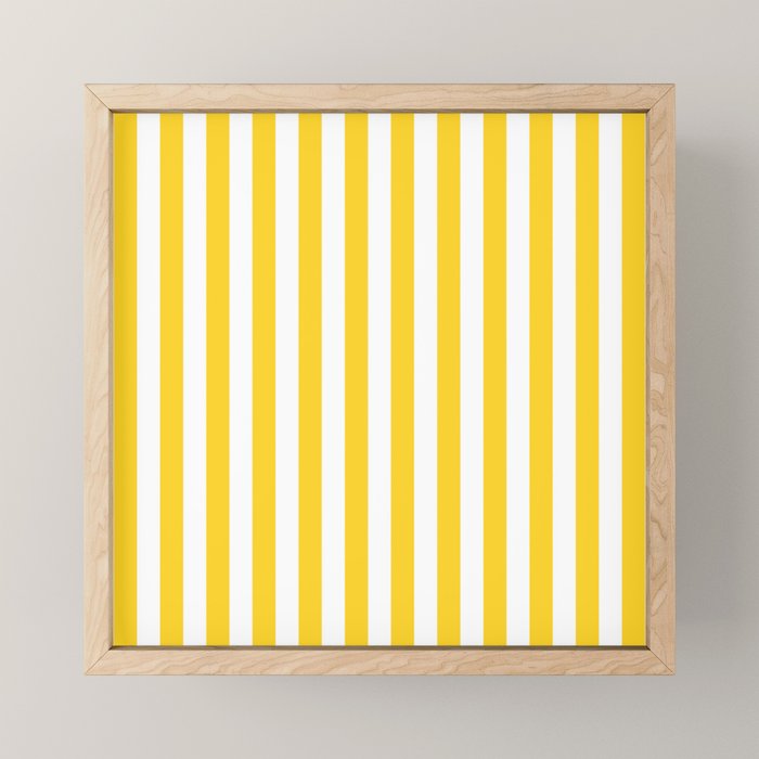 Large Taxi Yellow and White Cabana Stripe Mini Art Print Gallery Image 1