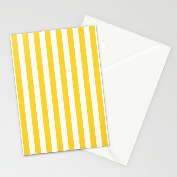 Large Taxi Yellow and White Cabana Stripe Stationery Card Gallery Image 2