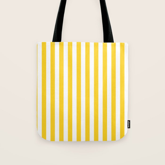Large Taxi Yellow and White Cabana Stripe Tote Bag Gallery Image 1