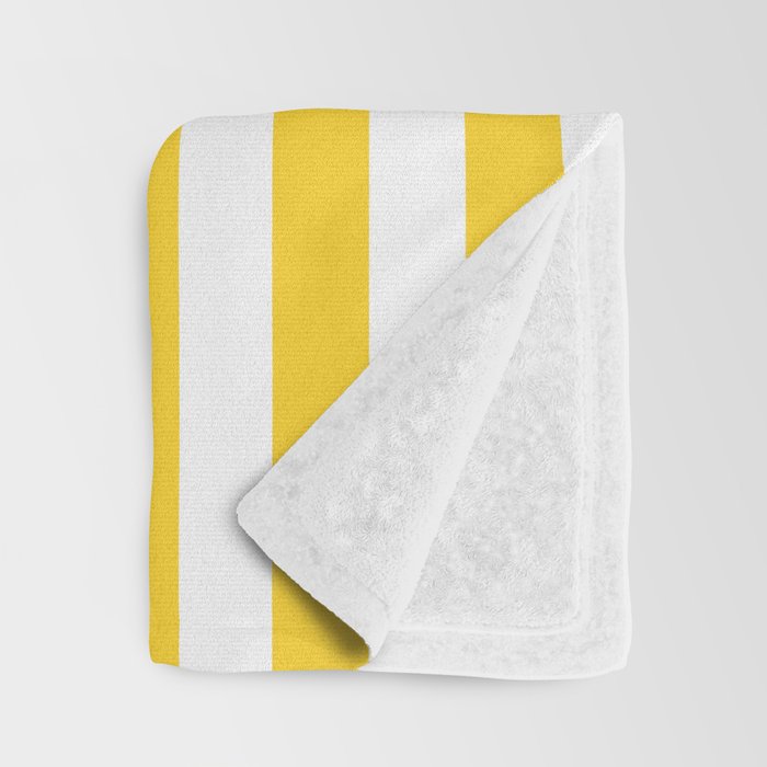 Large Taxi Yellow and White Cabana Stripe Throw Blanket Gallery Image 3