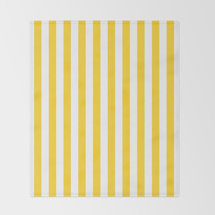 Large Taxi Yellow and White Cabana Stripe Throw Blanket Gallery Image 2