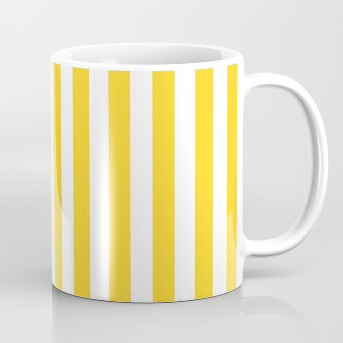 Large Taxi Yellow and White Cabana Stripe Coffee Mug Gallery Image 1